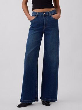 GAP High Rise Stride Wide-Leg Jeans - Dark Wash